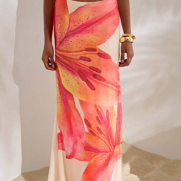 Boho Women's Mesh Low Waisted Bodycon Mermaid Maxi Skirt - Picture 3 of 7